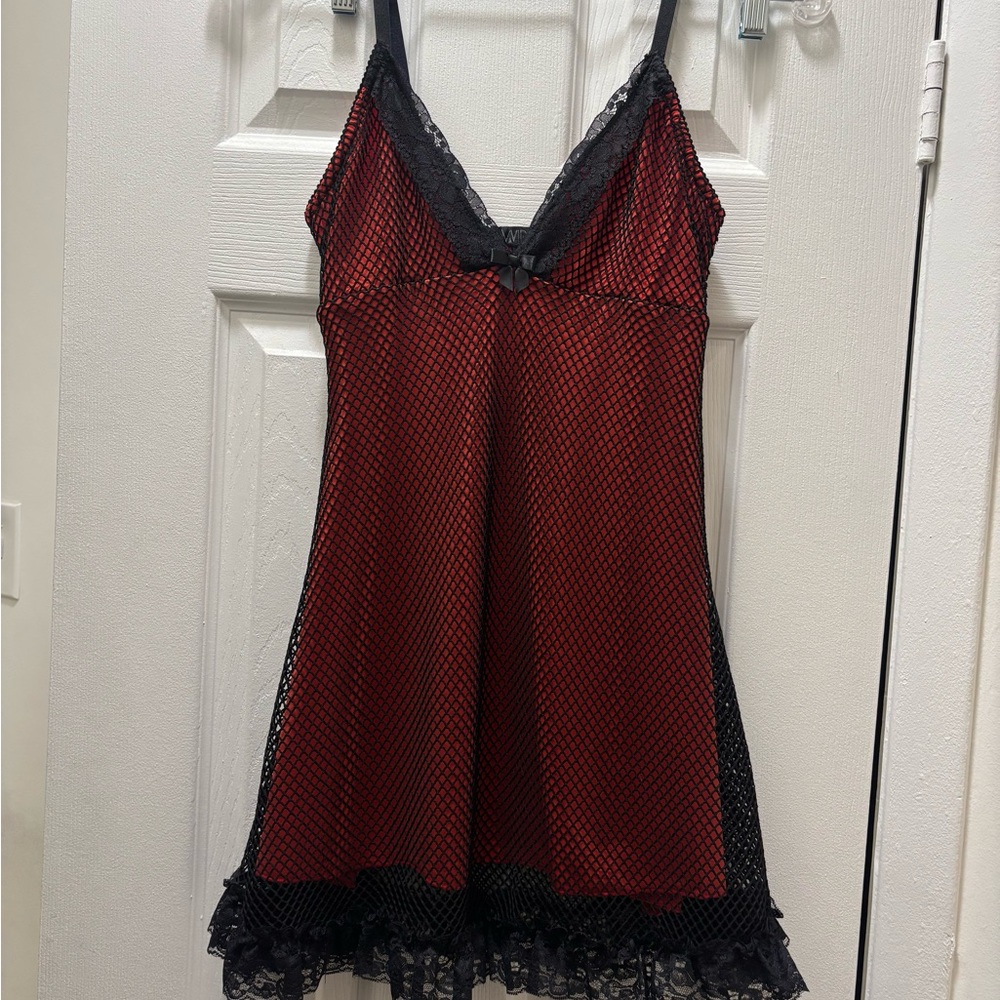 Widow red and black slip dress